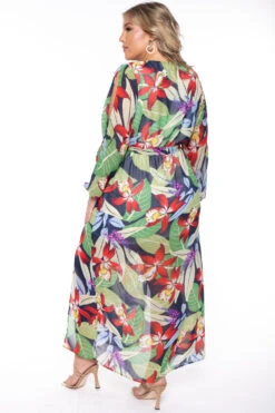 Plus Size Tropical Vibes Maxi Dress - Multi -Kitchensuppliesdeal curvy sense dresses plus size tropical vibes maxi dress multi 29448468332641