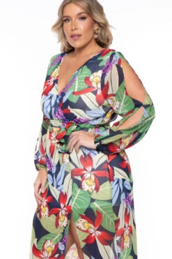 Plus Size Tropical Vibes Maxi Dress - Multi -Kitchensuppliesdeal curvy sense dresses plus size tropical vibes maxi dress multi 29448478851169