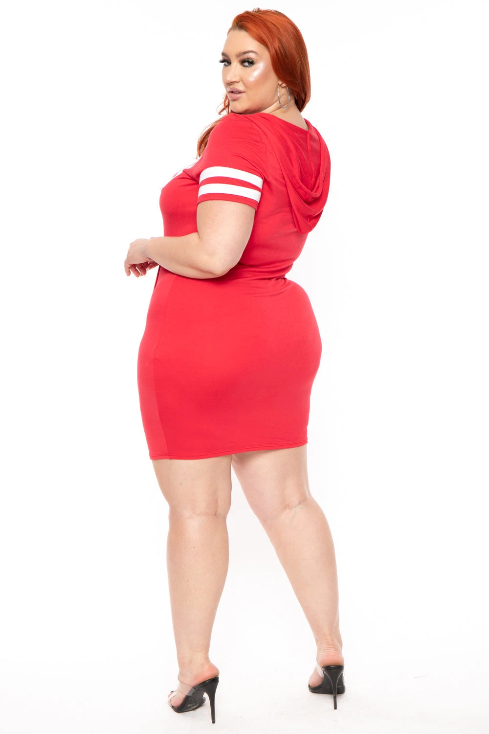 Plus Size Varsity Stripe Hoodie Dress - Red Plus Size Varsity Stripe Hoodie Dress - Red -Kitchensuppliesdeal curvy sense dresses plus size varsity stripe hoodie dress red 30598793789537