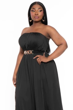 Plus Size Venezia Double Slit Maxi Dress - Black -Kitchensuppliesdeal curvy sense dresses plus size venesia double slit maxi dress navy 32125496623201