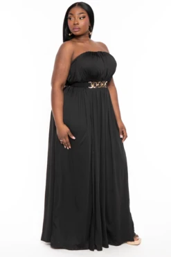 Plus Size Venezia Double Slit Maxi Dress - Black -Kitchensuppliesdeal curvy sense dresses plus size venesia double slit maxi dress navy 32125496655969