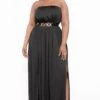 Plus Size Venezia Double Slit Maxi Dress - Black -Kitchensuppliesdeal curvy sense dresses plus size venezia double slit maxi dress black 32127327141985