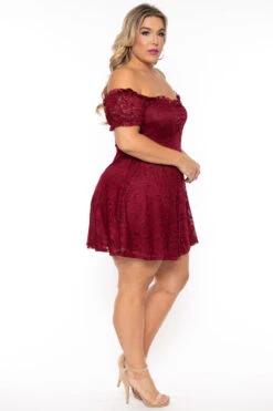 Plus Size Veronica Flower Lace Dress- Burgundy -Kitchensuppliesdeal curvy sense dresses plus size veronica flower lace dress burgundy 30540355174497
