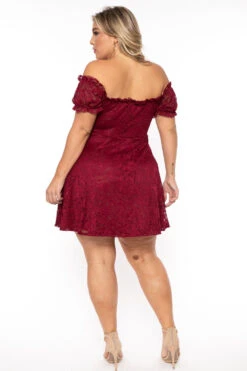 Plus Size Veronica Flower Lace Dress- Burgundy -Kitchensuppliesdeal curvy sense dresses plus size veronica flower lace dress burgundy 30540355436641