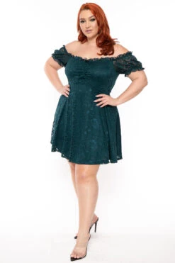 Plus Size Veronica Flower Lace Dress- Green -Kitchensuppliesdeal curvy sense dresses plus size veronica flower lace dress green 30540493553761