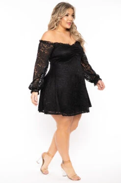 Plus Size Veronica Long Sleeve Lace Dress- Black 4 Plus Size Veronica Long Sleeve Lace Dress- Black -Kitchensuppliesdeal curvy sense dresses plus size veronica long sleeve lace dress black 31186156716129