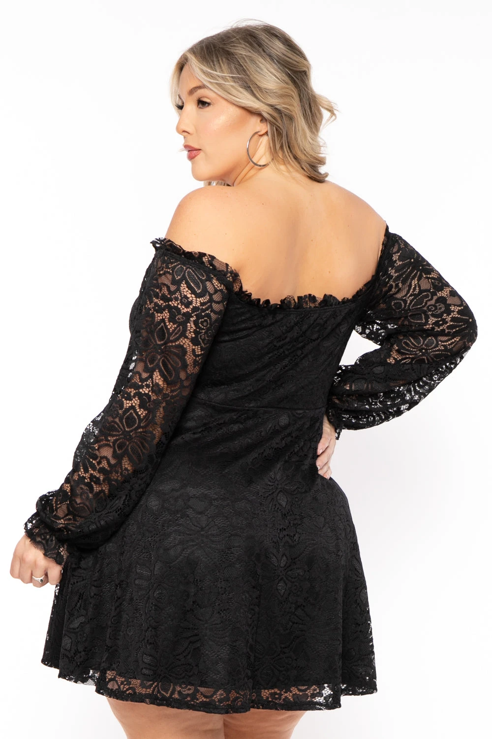 Plus Size Veronica Long Sleeve Lace Dress- Black Plus Size Veronica Long Sleeve Lace Dress- Black -Kitchensuppliesdeal curvy sense dresses plus size veronica long sleeve lace dress black 31186157305953