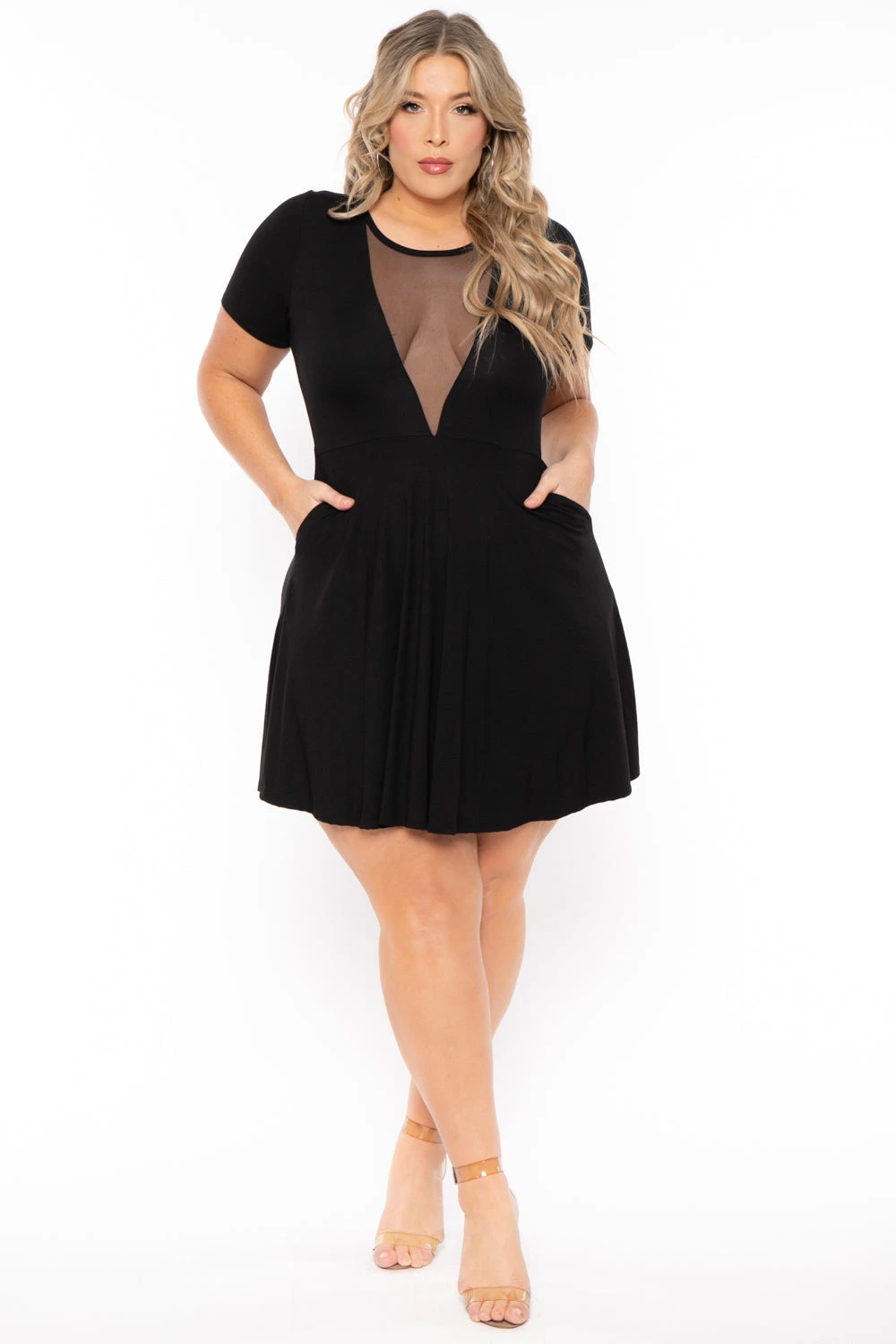 Plus Size Vicki Mesh Flare Dress - Black Plus Size Vicki Mesh Flare Dress - Black -Kitchensuppliesdeal curvy sense dresses plus size vicki mesh flare dress black 31138809675873