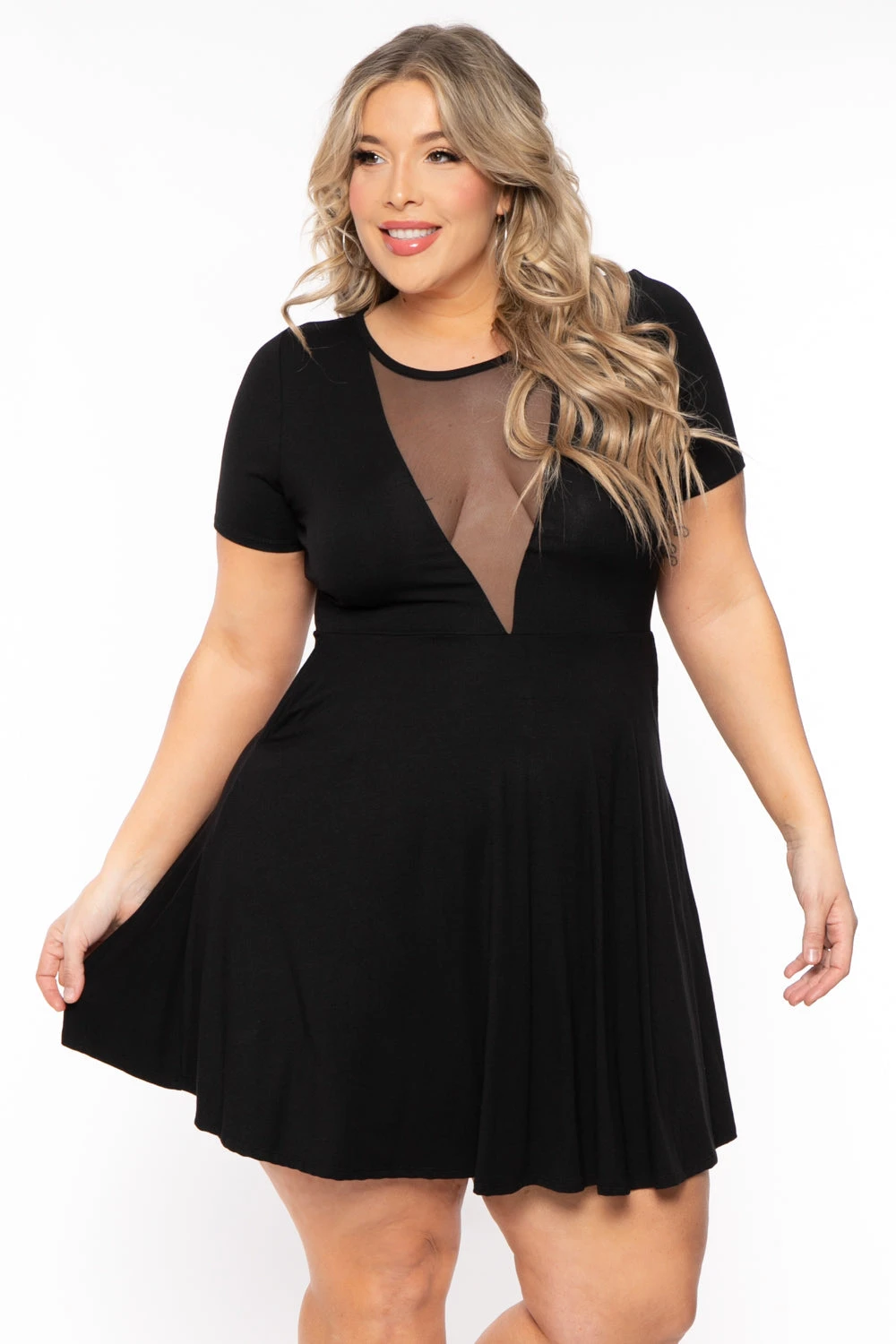 Plus Size Vicki Mesh Flare Dress - Black Plus Size Vicki Mesh Flare Dress - Black -Kitchensuppliesdeal curvy sense dresses plus size vicki mesh flare dress black 31138809905249