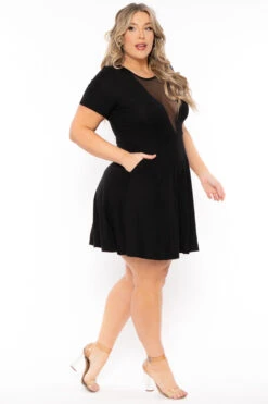 Plus Size Vicki Mesh Flare Dress - Black 4 Plus Size Vicki Mesh Flare Dress - Black -Kitchensuppliesdeal curvy sense dresses plus size vicki mesh flare dress black 31138810298465