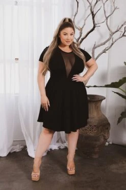 Plus Size Vicki Mesh Flare Dress - Black 7 Plus Size Vicki Mesh Flare Dress - Black -Kitchensuppliesdeal curvy sense dresses plus size vicki mesh flare dress black 31475871711329