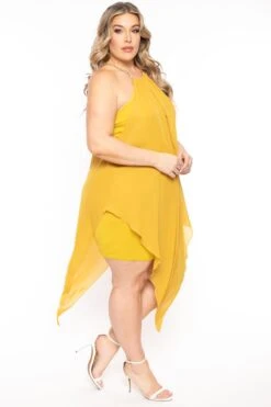 Plus Size Vivian Chain Halter Dress - Mustard 5 Plus Size Vivian Chain Halter Dress - Mustard -Kitchensuppliesdeal curvy sense dresses plus size vivian chain halter dress mustard 31475742638177