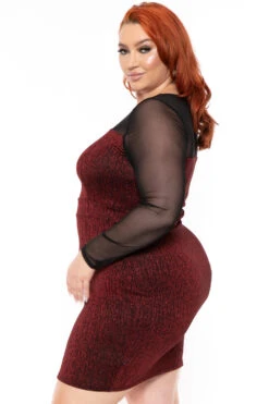 Plus Size Xenia Shimmer Bodycon Dress - Red -Kitchensuppliesdeal curvy sense dresses plus size xenia shimmer bodycon dress red 30512805740641