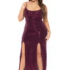 Plus Size Zahrah Sequins M-Slit Dress - Burgundy 2 Plus Size Zahrah Sequins M-Slit Dress - Burgundy -Kitchensuppliesdeal curvy sense dresses plus size zahrah sequins m slit dress burgundy 30679178412129