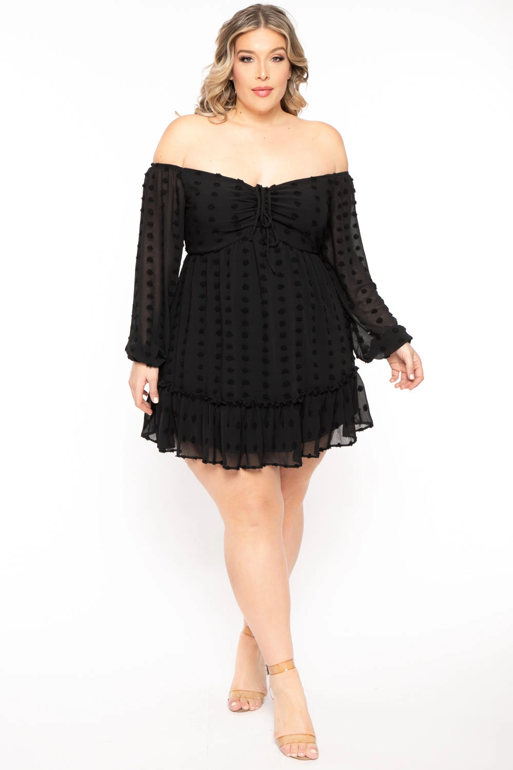 Plus Size Zariah Chiffon Dot Dress - Black Plus Size Zariah Chiffon Dot Dress - Black -Kitchensuppliesdeal curvy sense dresses plus size zariah chiffon dot dress black 31541790113889
