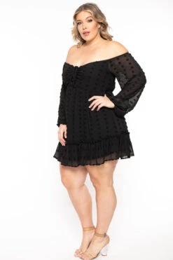 Plus Size Zariah Chiffon Dot Dress - Black 6 Plus Size Zariah Chiffon Dot Dress - Black -Kitchensuppliesdeal curvy sense dresses plus size zariah chiffon dot dress black 31541791162465