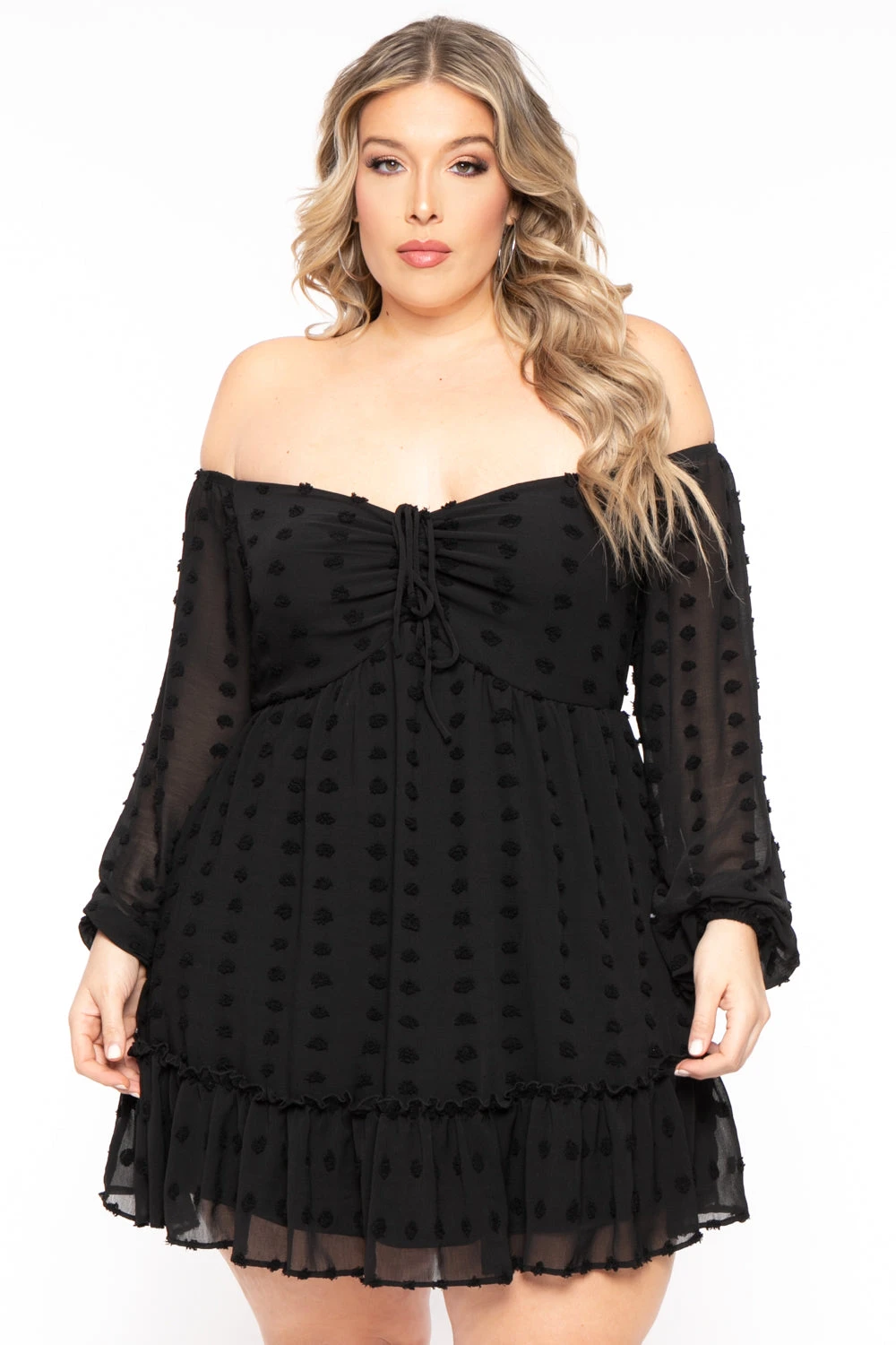 Plus Size Zariah Chiffon Dot Dress - Black Plus Size Zariah Chiffon Dot Dress - Black -Kitchensuppliesdeal curvy sense dresses plus size zariah chiffon dot dress black 31541791588449