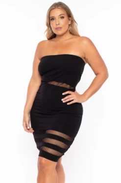 Plus Size Zeze Netted Tube Dress - Black -Kitchensuppliesdeal curvy sense dresses plus size zeze netted tube dress black 29258196582497