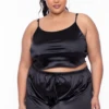 Plus Size Amirah Satin Slip Set - Black 2 Plus Size Amirah Satin Slip Set - Black -Kitchensuppliesdeal curvy sense intimates plus size amirah satin slip set black 30021139857505