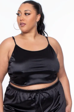 Plus Size Amirah Satin Slip Set - Black -Kitchensuppliesdeal curvy sense intimates plus size amirah satin slip set black 30021140152417