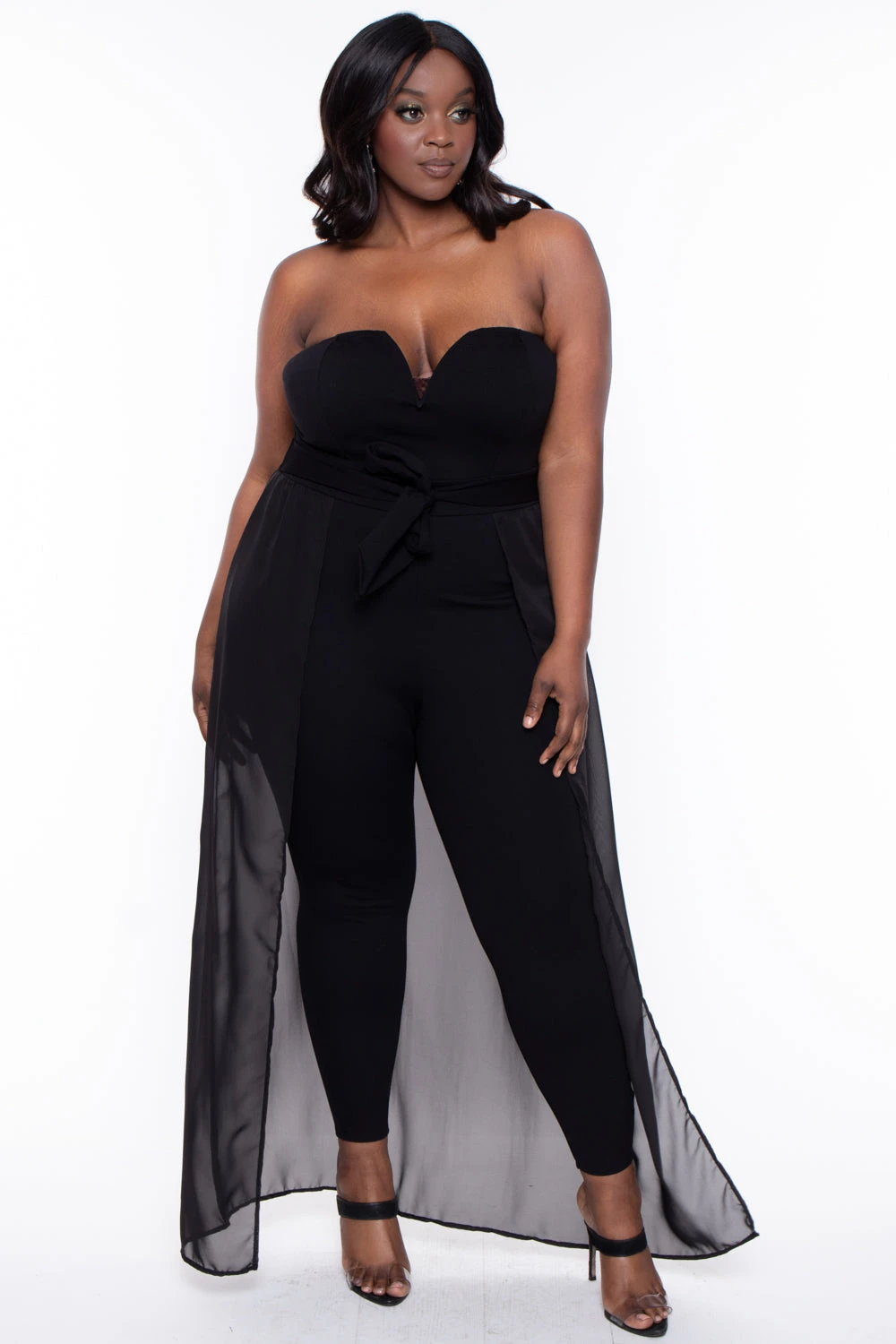 Plus Size Addison Chiffon Overlay Jumpsuit- Black Plus Size Addison Chiffon Overlay Jumpsuit- Black -Kitchensuppliesdeal curvy sense jumpsuits and rompers plus size addison chiffon overlay jumpsuit black 30025808740449