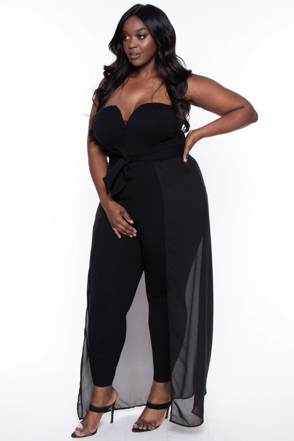 Plus Size Addison Chiffon Overlay Jumpsuit- Black Plus Size Addison Chiffon Overlay Jumpsuit- Black -Kitchensuppliesdeal curvy sense jumpsuits and rompers plus size addison chiffon overlay jumpsuit black 30025808838753