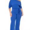 Solid Plus Size Adina Off Shoulder Jumpsuit - Royal Blue -Kitchensuppliesdeal curvy sense jumpsuits and rompers plus size adina off shoulder jumpsuit royal blue 30564615225441