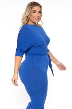 Solid Plus Size Adina Off Shoulder Jumpsuit - Royal Blue -Kitchensuppliesdeal curvy sense jumpsuits and rompers plus size adina off shoulder jumpsuit royal blue 30564635312225