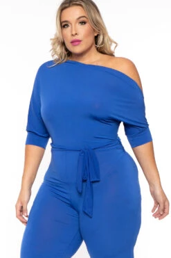 Solid Plus Size Adina Off Shoulder Jumpsuit - Royal Blue -Kitchensuppliesdeal curvy sense jumpsuits and rompers plus size adina off shoulder jumpsuit royal blue 30564654612577