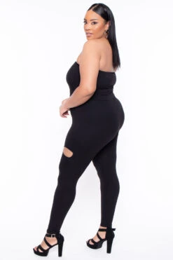 Plus Size Alessa Cut Out Jumpsuit- Black -Kitchensuppliesdeal curvy sense jumpsuits and rompers plus size alessa cut out jumpsuit black 30023322075233