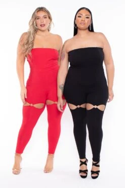 Plus Size Alessa Cut Out Jumpsuit- Black -Kitchensuppliesdeal curvy sense jumpsuits and rompers plus size alessa cut out jumpsuit black 30023333085281