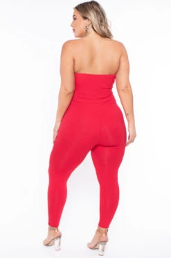 Plus Size Alessa Cut Out Jumpsuit- Red -Kitchensuppliesdeal curvy sense jumpsuits and rompers plus size alessa cut out jumpsuit red 30023402717281
