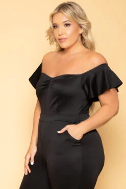 Plus Size Alice Off The Shoulder Jumpsuit - Black -Kitchensuppliesdeal curvy sense jumpsuits and rompers plus size alice off the shoulder jumpsuit black 29881534742625