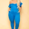 Plus Size Alice Off The Shoulder Jumpsuit - Blue 2 Plus Size Alice Off The Shoulder Jumpsuit - Blue -Kitchensuppliesdeal curvy sense jumpsuits and rompers plus size alice off the shoulder jumpsuit blue 29881534906465