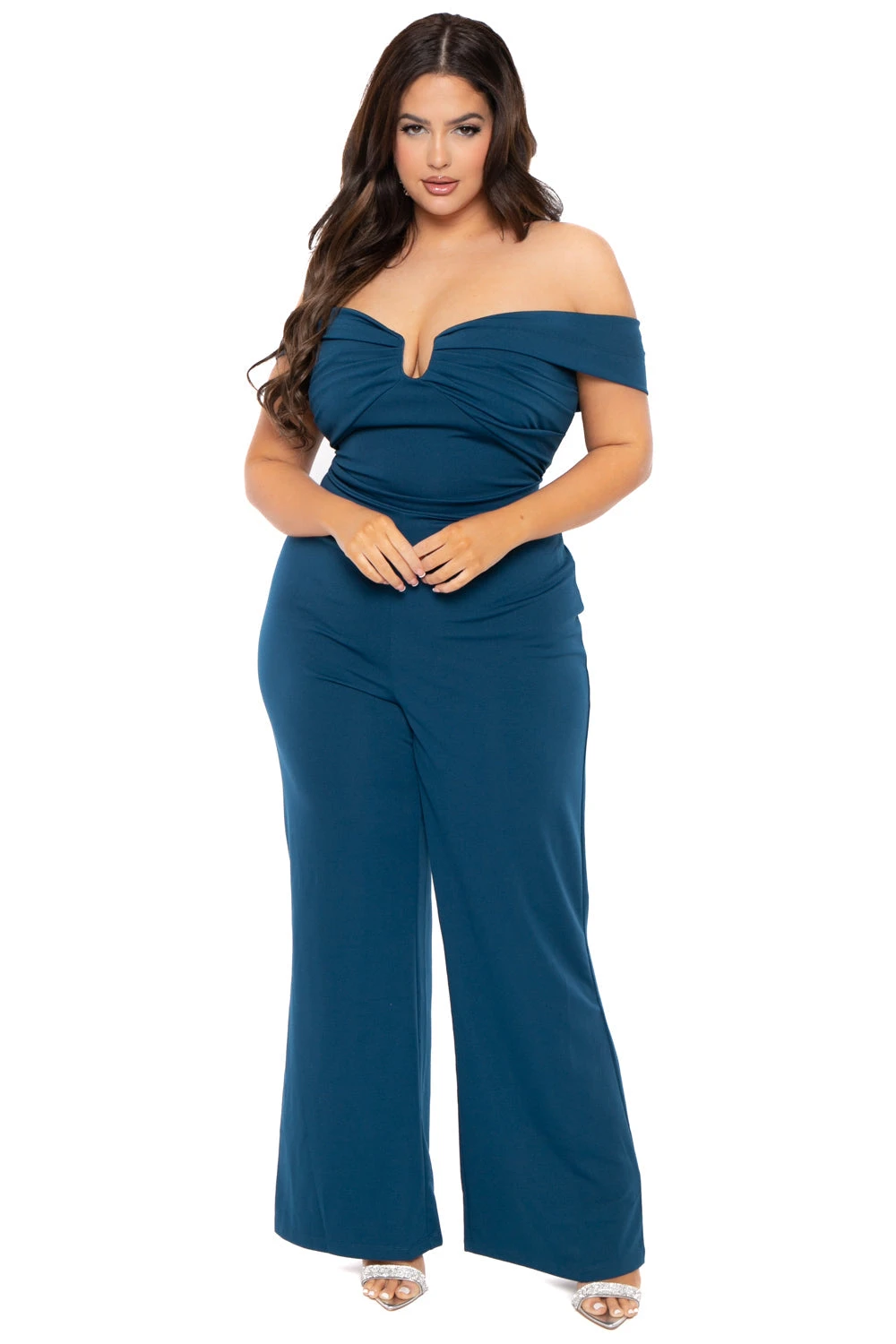 Plus Size Amber Off The Shoulder Jumpsuit - Teal Plus Size Amber Off The Shoulder Jumpsuit - Teal -Kitchensuppliesdeal curvy sense jumpsuits and rompers plus size amber off the shoulder jumpsuit teal 30836137263201