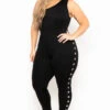 Plus Size Amberlyn Grommet Jumpsuit - Black -Kitchensuppliesdeal curvy sense jumpsuits and rompers plus size amberlyn grommet jumpsuit black 29885118840929
