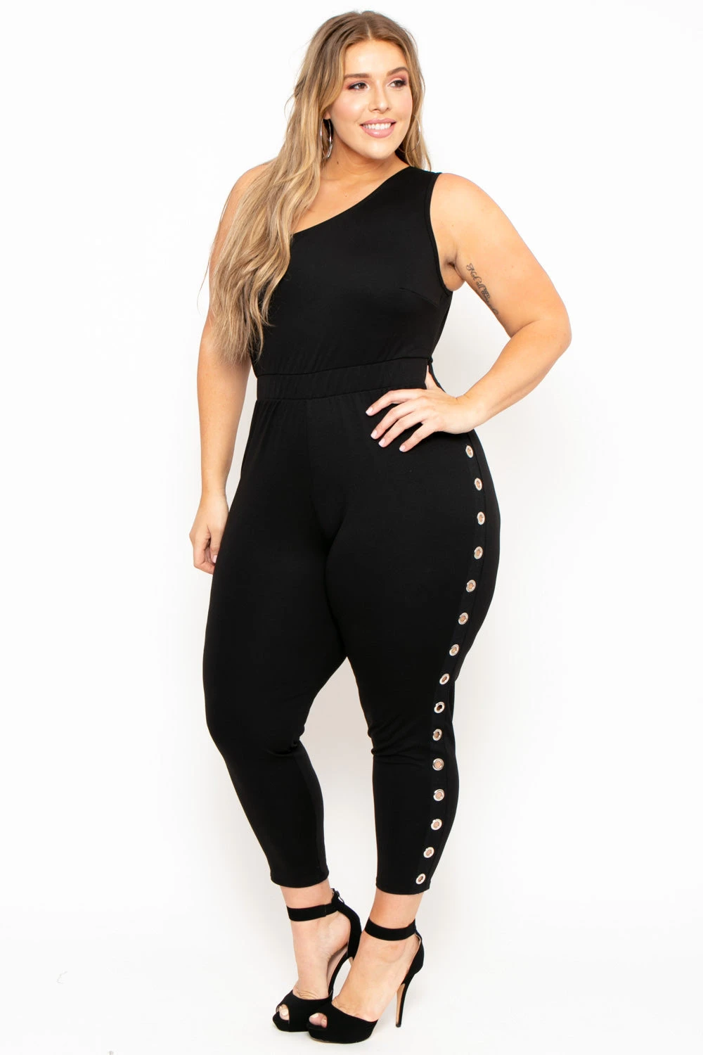 Plus Size Amberlyn Grommet Jumpsuit - Black Plus Size Amberlyn Grommet Jumpsuit - Black -Kitchensuppliesdeal curvy sense jumpsuits and rompers plus size amberlyn grommet jumpsuit black 29885118840929