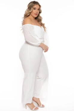 Plus Size Aryana Cross Over Jumpsuit -Ivory -Kitchensuppliesdeal curvy sense jumpsuits and rompers plus size aryana cross over jumpsuit ivory 31497395535969