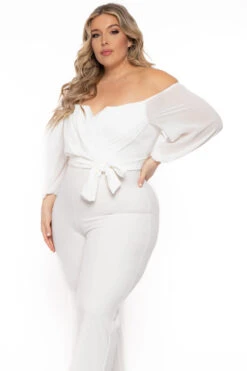Plus Size Aryana Cross Over Jumpsuit -Ivory -Kitchensuppliesdeal curvy sense jumpsuits and rompers plus size aryana cross over jumpsuit ivory 31497396322401