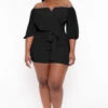 Plus Size Aryana Cross Over Romper - Black -Kitchensuppliesdeal curvy sense jumpsuits and rompers plus size aryana cross over romper black 31842156740705