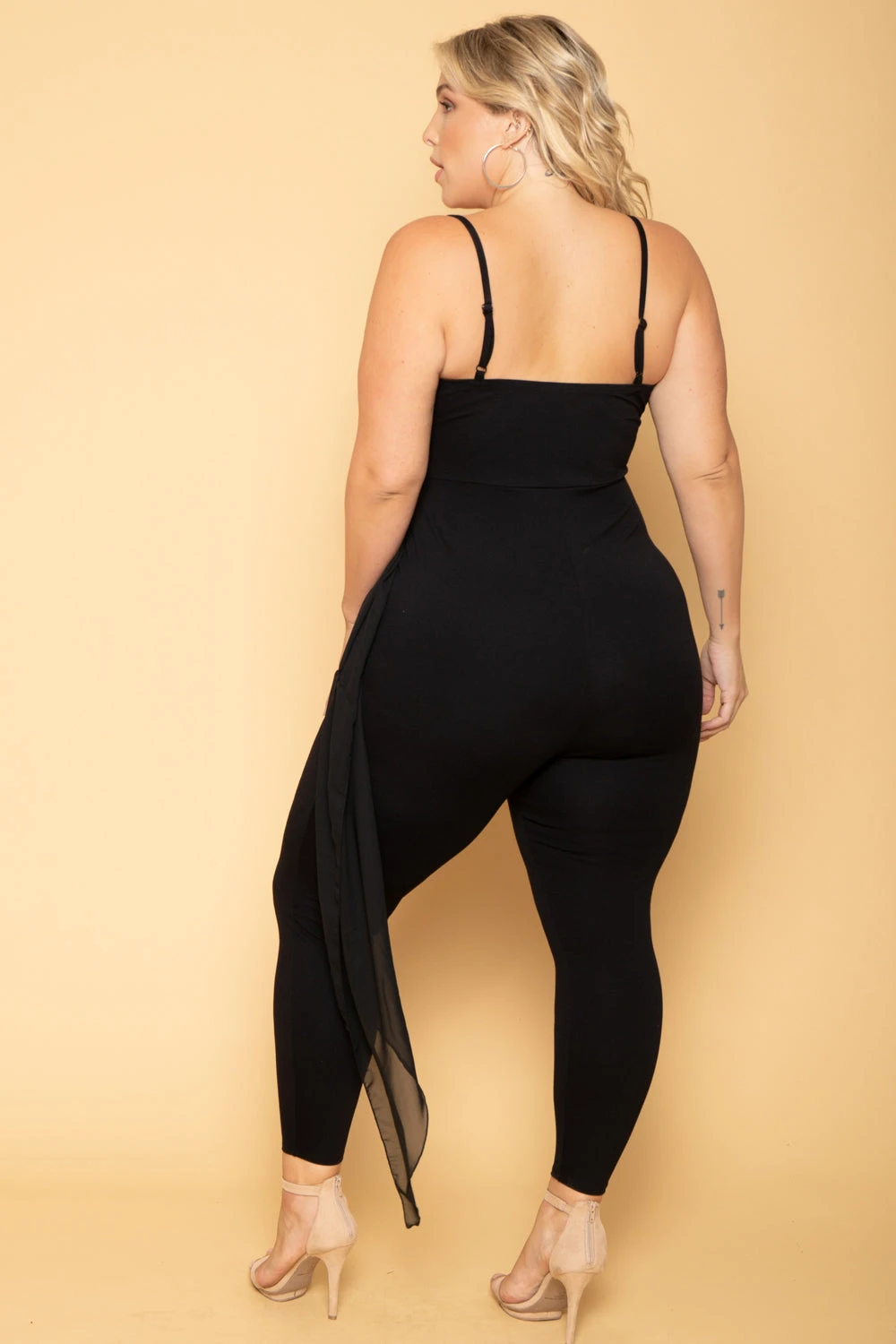Plus Size Aubree Chiffon Sash Jumpsuit - Black Plus Size Aubree Chiffon Sash Jumpsuit - Black -Kitchensuppliesdeal curvy sense jumpsuits and rompers plus size aubree chiffon sash jumpsuit black 29881649496161