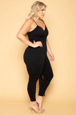 Plus Size Aubree Chiffon Sash Jumpsuit - Black 5 Plus Size Aubree Chiffon Sash Jumpsuit - Black -Kitchensuppliesdeal curvy sense jumpsuits and rompers plus size aubree chiffon sash jumpsuit black 29888147849313
