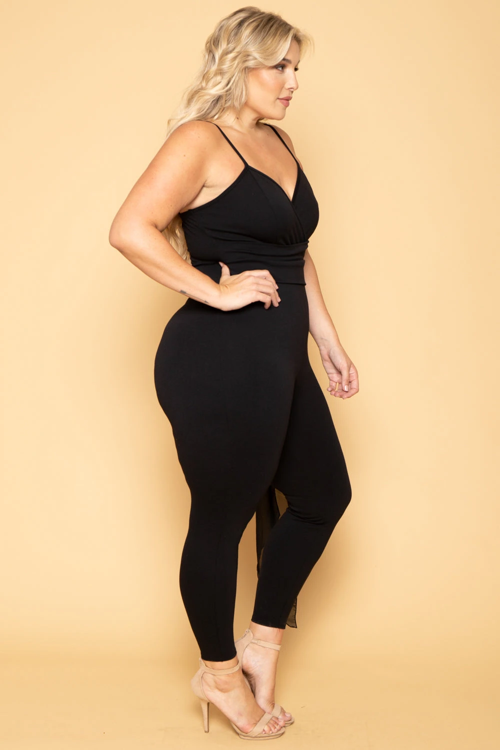 Plus Size Aubree Chiffon Sash Jumpsuit - Black Plus Size Aubree Chiffon Sash Jumpsuit - Black -Kitchensuppliesdeal curvy sense jumpsuits and rompers plus size aubree chiffon sash jumpsuit black 29888147849313