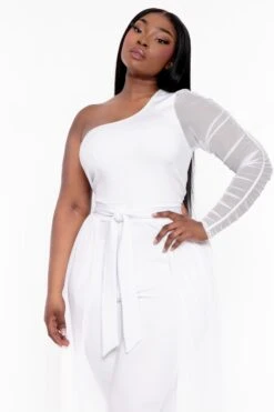 Plus Size Baylin Overlay Jumpsuit- White -Kitchensuppliesdeal curvy sense jumpsuits and rompers plus size baylin overlay jumpsuit white 31999882788961