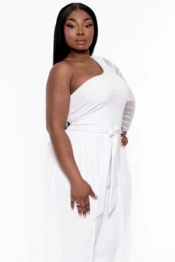 Plus Size Baylin Overlay Jumpsuit- White -Kitchensuppliesdeal curvy sense jumpsuits and rompers plus size baylin overlay jumpsuit white 31999882821729