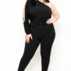 Plus Size Belladonna Belted Jumpsuit - Black -Kitchensuppliesdeal curvy sense jumpsuits and rompers plus size belladonna belted jumpsuit black 29886480285793