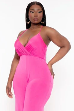 Plus Size Bre Cami Jumpsuit - Fuchsia -Kitchensuppliesdeal curvy sense jumpsuits and rompers plus size bre cami jumpsuit fuchsia 31903614566497