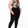 Plus Size Burn Out Flocked Jumpsuit - Black 2 Plus Size Burn Out Flocked Jumpsuit - Black -Kitchensuppliesdeal curvy sense jumpsuits and rompers plus size burn out flocked jumpsuit black 29882428227681