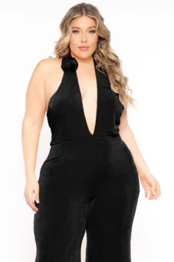 Plus Size Cross Front Flower Jumpsuit - Black -Kitchensuppliesdeal curvy sense jumpsuits and rompers plus size cross front flower jumpsuit black 31577415549025