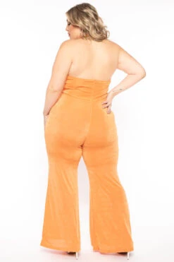 Plus Size Cross Front Flower Jumpsuit - Orange -Kitchensuppliesdeal curvy sense jumpsuits and rompers plus size cross front flower jumpsuit orange 31475467780193